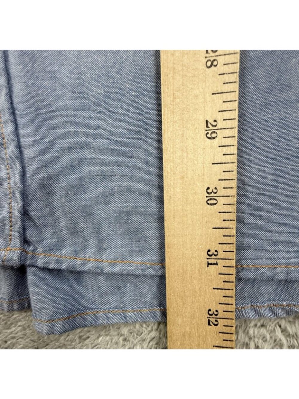 Vintage Walls Shirt Men 2XL Blue Solid Short Sleeve Western Snap Chambray Pocket - Picture 12 of 13